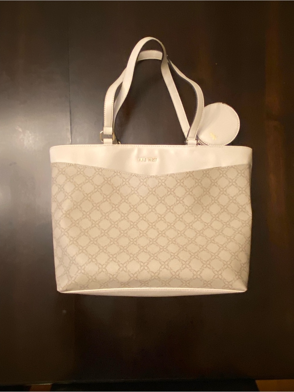 Nine West Cream and Light Tan Tote Bag with Coin Pouch